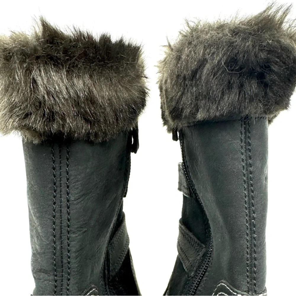 Merrell Decora Chant Waterproof Leather Winter Boots - black w fur - Sz 6 - Picture 8 of 17